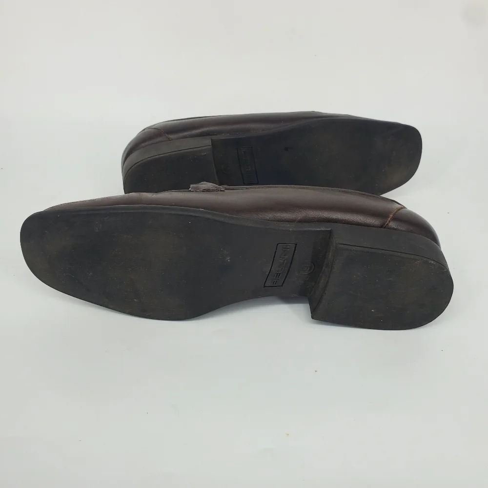 Bellini Dijon Loafers 9M Brown Leather Square Toe Bit Slip On Flats Comfort Shoe